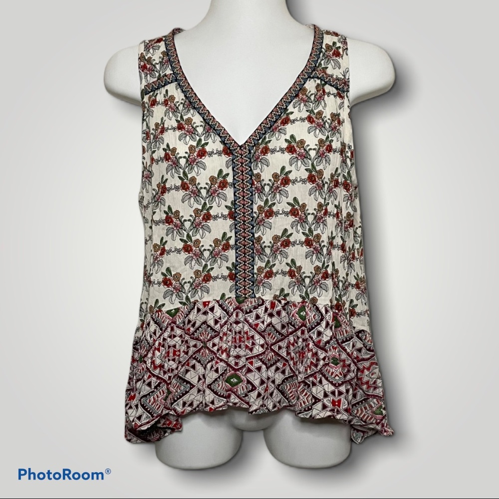 Patrons of Peace Indiana Top, Sleeveless, Boho, Floral Print - NWT